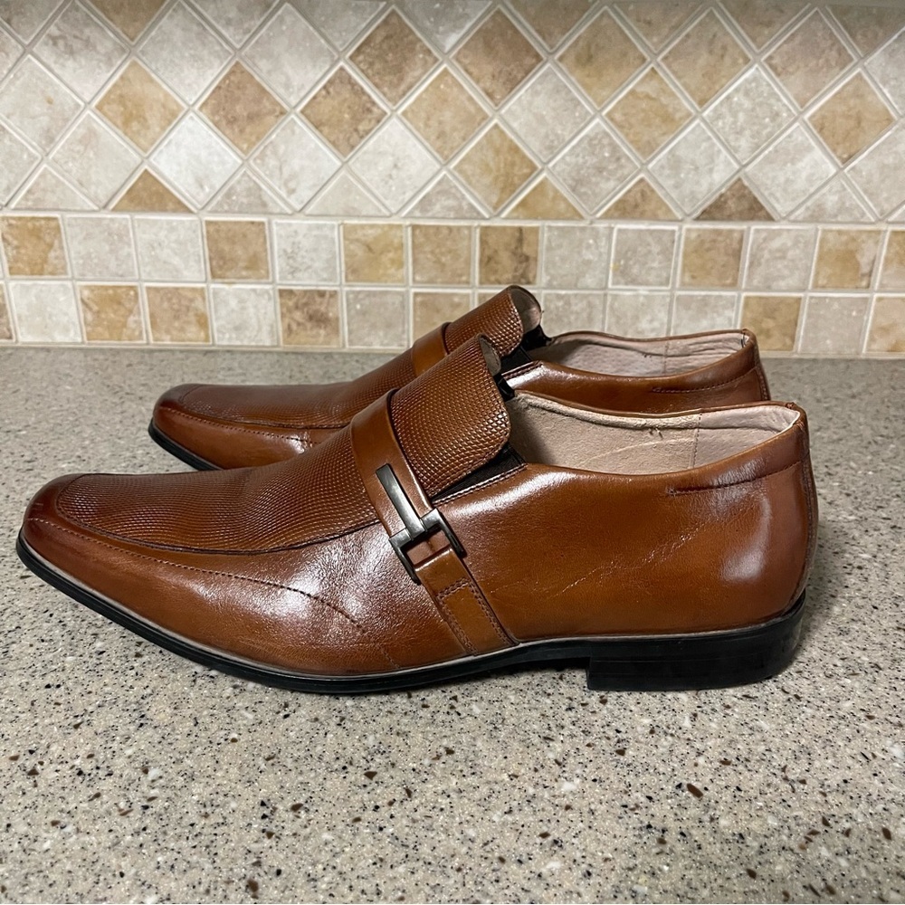 Stacy Adams Men’s Beau Bit Perforated Leather Loafer Size 12W in Cognac